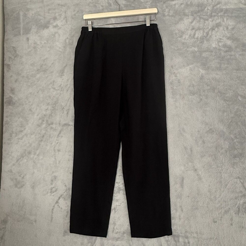 Fridaze Linen Redefined Pants Womens M Black Pull On Flat Front Wrinkle Resist